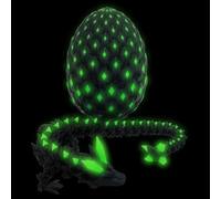 Cuzloma 1 Set 3D Printed Dragon Egg with Dragon Inside, 3D Printer Articulated Crystal Animals Decoration, Perfect Luminous Ornament Graduation Gift Glow in the Dark 3D Print Dinosaur Eggs for Home