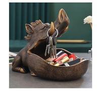 CUZOKOLA Large Funny Wild Boar Figurine Animal Candy Bowl for Office Desk Big Mouth,Key Holder Bowl Table,Cute Jewelry Necklace Earring Dresser Sundries Storage Holder Box Resin Sculpture Decor Gold