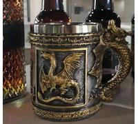 CUZOKOLA Medieval Dungeons and Dragons Cup Gifts Beer Steins Drinking,Dnd Goth Game Dragon Mug-Stainless Steel Novelty Coffee Mug 14oz Friends Cup for Dragon Figurine Collector&Medieval Gifts for Men