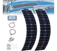 CUZONE Monocrystalline Solar Panel Flexible 400W 800W Solar System kit Photovoltaic Module Cell 40A Controller PV Connector for Home,RV,Caravan,Boat and Other Battery Charger,2x200W