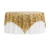 CV Linens 7920us Large Payette Sequin Table Topper-228CM X 228CM | Square | Gold | 1 Pc