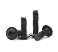 CVAADV 10/20/50/100pcs PWM M1.4 M2 .5 M3 M4 M5 Black Carbon Steel Phillips Cross Pan Round Head With Washer Collar Screw Bolt(M5x8mm x20pcs)
