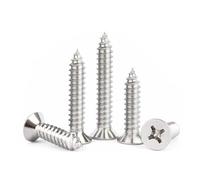 CVAADV 10/20/50pcs M3.5 .9 M4.2 .8 M5. M6.3 GB846 304 Stainless Steel Cross Phillips Flat Countersunk Head Self-tapping Wood Screw(32mm,10pcs M4.2)