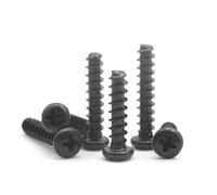CVAADV 100pcs M1 .2 .4 .7 M2 .3 .6 M3 .5 M4 M5 Black Carbon Steel Mini Cross Recessed Phillips Pan Head Self-tapping Screw(7mm,M3 x100pcs)