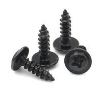 CVAADV 50/100/200pcs M1.4 .7 M2 .3 .6 M3 .5 M4 Black Steel Small Mini Cross Phillips Round Head With Washer Self-Tapping Screw(6mm,M1.4 (200pcs))