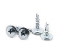 CVAADV 50pcs M4.2 Blue Zinc Plated Carbon Steel Round Head Drill Type Self Tapping Screw Drilling Tail Screws