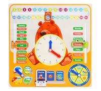 CVARRISE Kids Calendar Clock Learning Clock Learn Age 3+ to Tell the Time for Kids Teaching for Children Educational Toys Montessori Wooden Toddler Gift