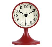 CvbGNJm Mantel Clock, Retro Round Silent Alarm Non-Ticking, Desktop Table Small Decorative Clocks for Your Bedroom Shelf or Office(Red)