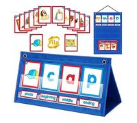 CVC Word Builder Desktop Pocket Chart CVC Word Spelling Games Literacy Learning Cards Educational Toy for Kid Pocket Chart Building Desktop Tent Cards Words