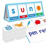 CVC Word Builder with 120 Jelly Stickers, Double-Sided Short Vowel Word Spell Tool, Consonant Vowel Consonant Sight Word Game for Preschool, Kids 3-5, Educational Learning Tool for School Supplies