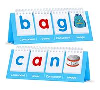 CVC Word Flip Chart, Double Sided Word Flip 40 Short Vowel Words Freestanding Flip Chart Consonant Vowel Consonant Word Flashcards Word Builder Activity Educational Learning Tool for School Supplies