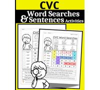CVC Word Searches & Sentences Activities: Consonant-Vowel-Consonant Workbook | Phonics Workbooks for Kindergarten to 1st Grades