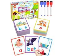 Çvc Word Spelling Game - Ages 3-6 Spelling Flash Cards | Educational Games | Writing Cards | Double-Sided Phonics Learning Toy, Short Vowel Reading Practice