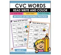 CVC Words Read Write and Color Workbook: Fun Phonics Practice for CVC Word Families, Short Vowels and Mixed CVC Words