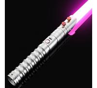 CVCBSER Smooth Swing Dueling Lightsaber, Increase Motion Control 12 Sets Sound Effect Light Saber, with 16 Colors Changeable Premium Metal Handle Lightsabers for Adults and Boys Gift (Silver-Pixel)