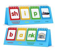 CVCC & CCVC Flip Charts, 40 Words Builder Phonic Games Freestanding Flip Chart Manipulative Spelling Toy Educational Learning Tool for Student Teacher School Supplies