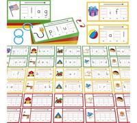 CVCC & CCVC Word Writing Cards, 81 Double-Sided Handwriting Cards 3-Level Words Spelling Flashcards Phonics Sight Words Early Educational Tool for Kids 3 4 5 Years Old (3 Plastic Rings Included)