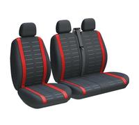 CVCMGDGNEA Universal 2+1 Truck Seat Covers Protective For Van For 3302 For Boxers For Rio 2009 For T4 Car Seat Protector for Auto(3-Seater RED)
