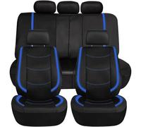 CVCMGDGNEA Universal Car Seat Covers Artificial Leather Bright Sheet With 3 Zipper Cushion Protector Accessories Interior Car Seat Protector for Auto(Blue 5 Seat)