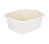 CVDIRECT 39cm Rectangular Bowl - Expansive 12L Capacity - Sleek High-Gloss Plastic with Ergonomic Handles - Premier Kitchen Washing & Multipurpose Container, Soft Cream (Pack of 1)