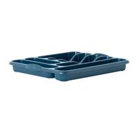 CVDIRECT Large Cutlery Tray - 7-Compartment Drawer Organizer - Durable Gloss-Finish Plastic Utensil Tray - Lightweight Flatware Storage Insert (Pack of 1) (Navy)