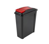 CVDIRECT Recycle It 25L Slimline Bin & Lid - Graphite/Gen. Red - Compact Recycling Bin with Color-Coded Lid - Durable Waste Container for Home & Office - Pack of 1