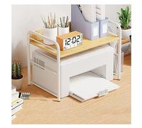 CVdrtyED Desktop Printer Stand 2-Tier Desktop Printer Stand Holder Simple Book Shelf Desk Organizer Storage For Fax Machine For Fax Machine(Walnut+white)