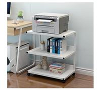 CVdrtyED Desktop Printer Stand 3 Tier Printer Stand Wood Cart With Wheels Mobile Floor-Standing Steel Frame Shelf For Home File Office For Fax Machine(White)