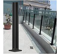CVERTHAF Glass fence posts Outside Balcony Glass Railing Fence Pole Black Stainless Steel Rustproof Glass Panels Post Glass Balustrade Corner Post 145cm/57in