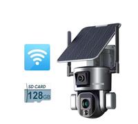 CVFRDD 4K HD Dual Lens 4G Solar Security Camera Outdoor 10X Optical Zoom Camera Auto Tracking Two Way Audio Battery Cam(WiFi Zoom Add 128G)