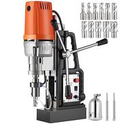 CVFRDD MD50 50mm Magnetic Drill Press Kit 1680W Electric Bench Drilling Machine 2900LBS Magnet Force with HSS Annular Cutter Bits(MD50 13PCS)