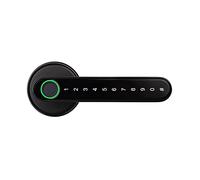 CVFRDD Smart Door Knob, Tuya Smartlife APP Bluetooth-compatible Remote Control Smart Fingerprint Biometrics Lock For Indoor Wooden Metal Door Keyless Entry Door Handle(BK Type B W gateway)