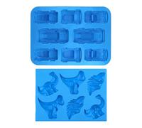 CVFRTT 1 Piece Dinosaur Mold and 1 Piece Car Mold, Silicone Baking Mold, Blue, Can Make Chocolate, Cake, Jelly