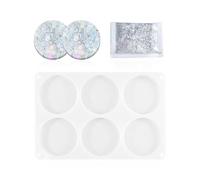 CVFRTT 1 Piece Of Silicone Mold And 1 Pack Of Sequins, Diy Handicraft Materials, Round Resin Mold, Coaster Mold, Soap Mold