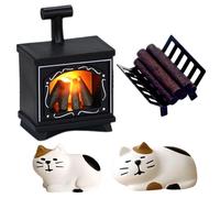 CVFRTT 1 Set Of Mini Ornaments Set, Cat Fireplace Firewood Rack Ornaments Decoration, Miniature Gnome Accessories, Doll House Accessories Decoration