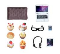 CVFRTT 12 Pieces Dollhouse Toy Accessories, Miniature Toy Decoration, Mini Electronic Devices, Mini Food Models, Creative Toys