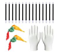 CVFRTT 15 Pieces Of Magic Wands, Equipped With 2 Pieces Of Scarves And 1 Pair Of Performance Gloves, Magic Performance Props, Multi-Purpose Magic Props