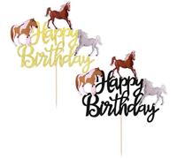 CVFRTT 2 Horse-Shaped Cake Toppers, Horse Theme Party Decorations, Cake Decorations, Cute Cartoon Animal Inserts