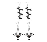 CVFRTT 2 Pairs of Bat-Shaped Earrings with Storage Bag, Creative Design Earrings, Gothic Earrings, Party Earrings, Cosplay Accessories