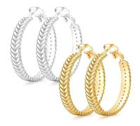 CVFRTT 2 Pairs of Hoop Earrings, Fashionable Metal Earrings, Women's Jewelry, Clothing Accessories, Simple Earrings (Gold, Silver)