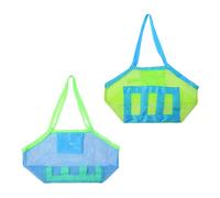 CVFRTT 2 Pieces Beach Toy Storage Bag, Large Capacity Beach Bag, Portable Beach Bag, Foldable Mesh Bag, Outdoor Storage Supplies