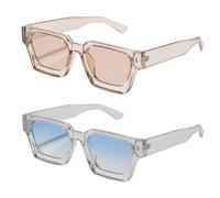 CVFRTT 2 Pieces Clear Glasses, Fashion Sunglasses, Women'S Sunglasses, Rectangular Glasses, Protective Sunglasses, Retro Glasses