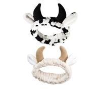 CVFRTT 2 Pieces Of Cow-Shaped Plush Headbands, Elastic Women'S Headbands, Securing Hair