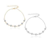 CVFRTT 2 Pieces of Metal Anklets, Fashionable and Simple Anklets, Rhinestone-Encrusted Anklets, Decorative Anklets for Women, Clothing Accessories (Gold, Silver)