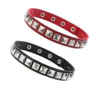 CVFRTT 2 Pieces of Square Rivet Collars, Leather Collars, Fashionable Personality Collars, Retro Collars, Punk Jewelry, Gothic Collars