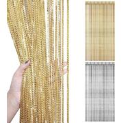 CVFRTT 2 Pieces Silk Door Curtain With Tassels - Fly Screen Decorative Shiny Home Accessories