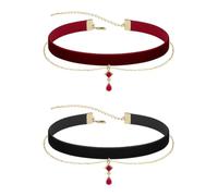 CVFRTT 2 Pieces Velvet Collarbone Necklaces, Vintage Necklaces, Double Stacking Necklaces, Cosplay Costume Accessories, Gothic Necklaces