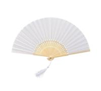 CVFRTT 2 Pieces White Cloth Fans, Foldable Fans, Gift Fans, Decorative Fans, Home Decorations, Stage Performance Props