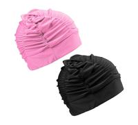 CVFRTT 2 Pieces Women'S Swimming Caps, Long Hair Waterproof Swimming Caps, Pleated Swimming Caps, Elastic Swimming Caps, Swimming Gear, Swimming Accessories