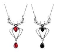 CVFRTT 2 Spider Necklaces, Women's Jewelry, Red Metal Modern Star Stone Necklace, Adults Personalized Gothic/Unique Themed Accessory
